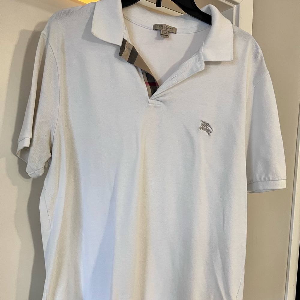 Men’s White Burberry Polo